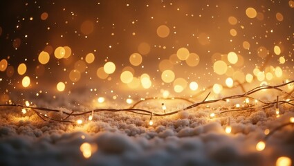 Obraz premium glowing festive lights string illuminating softly on the ground, creating a warm and cozy atmosphere 