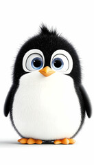 Obraz premium Cute cartoon penguin against white background. Possible use for children's book illustrations