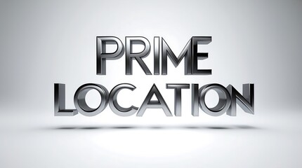 Bold lettering emphasizes prime location with a sleek design on a light backdrop