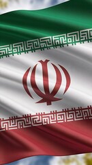 Iran Flag Waving in the Wind – Realistic Texture & Dynamic Motion, waving Iran flag, Iranian national flag, Iran pride flag, Iran national colors, Iran tricolor flag, textured Iran flag,

