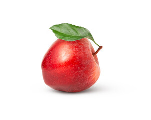 Red apple with leaf isolated, clipping path, full depth of field