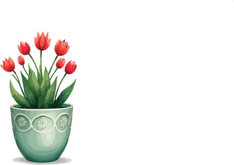red tulips in a pot