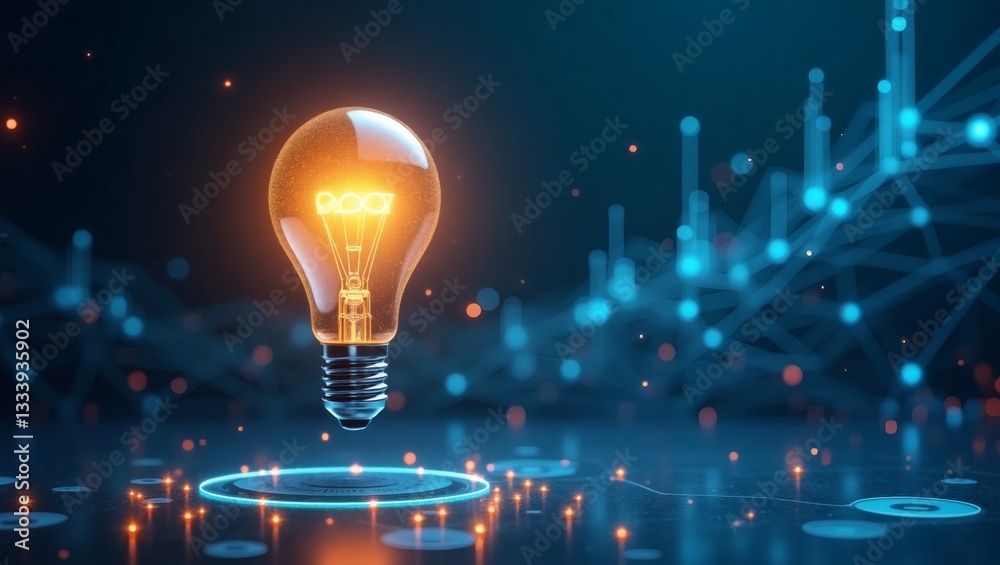 Aufkleber a glowing lightbulb that represents idea generation and innovation. this creative digital artwork sh