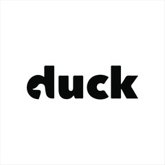 flying duck typography logo vector