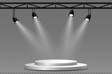 Spotlight and stage light, lighting effects. On a transparent background.