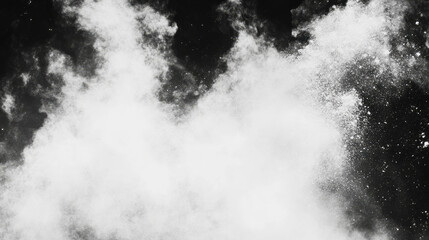 Abstract texture of flour dust cloud in black and white for creative background design
