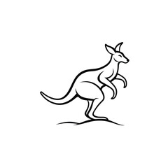 Fototapeta premium kangaroo line art on white background