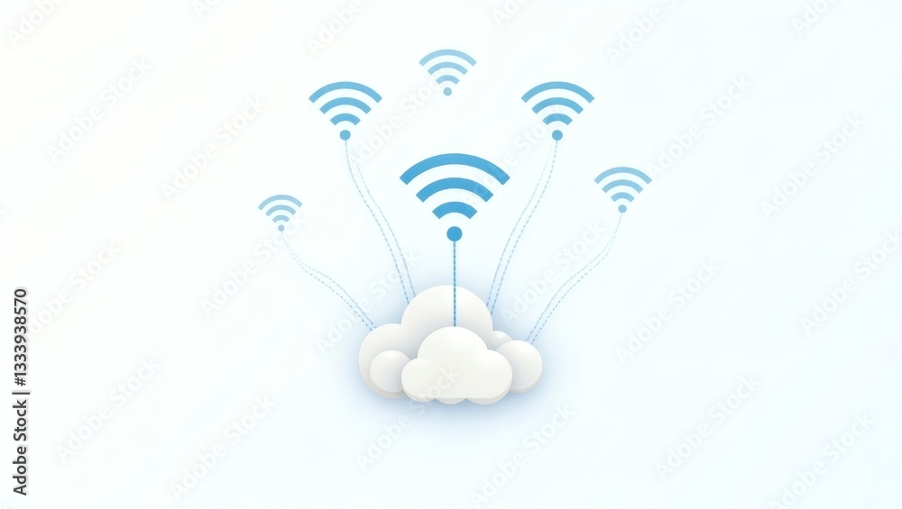 Aufkleber cloud computing concept with multiple wifi signal symbols