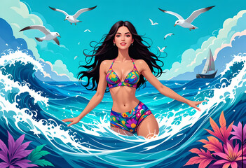 Ocean Serenity: A Colorful Dive into Freedom