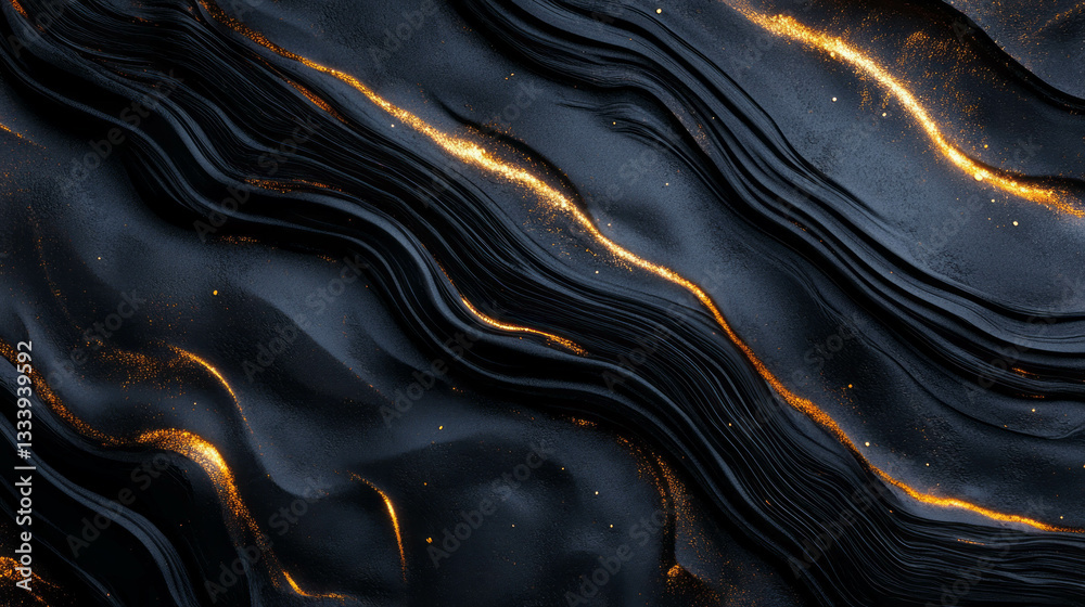 Poster dynamic flow patterns in obsidian texture for artistic designs