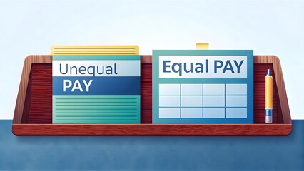 A side-by-side comparison of unequal and equal paychecks.
