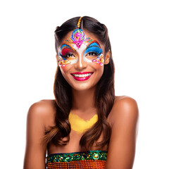 Obraz premium Festival makeup isolate with white background.white backgro-190.png
