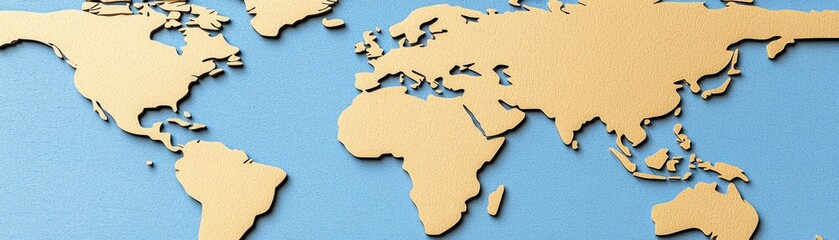 Fototapeta premium World map, geographical, light beige, light blue background, educational