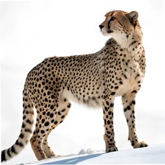 leopard in front of a white background. 