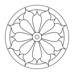 Floral Mandala Outline, Intricate Flower Coloring Page