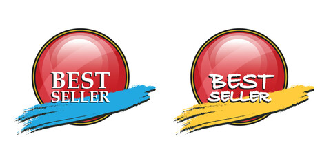 Best seller buttons collection symbol, icon for highest satisfaction consumers. Vector illustration.
