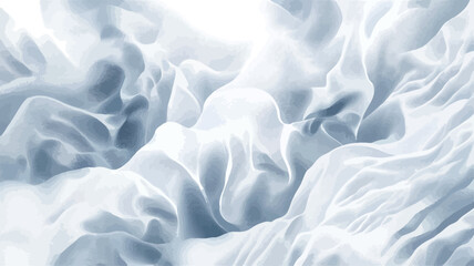 Obraz premium Close-up shot of a white and light blue fabric with deep folds and drapes. The image features a high contrast between light and shadow, creating a three-dimensional effect. The fabric appears soft