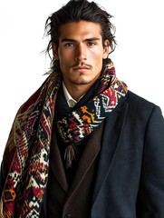 Portrait of Native American Man with Traditional Scarf Cultural Heritage Photography