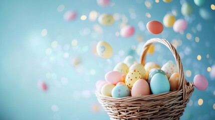 Colorful Easter eggs in a basket