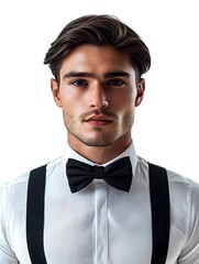 Portrait of a clean shaven man in a bow tie sophisticated and elegant style perfect for business or fashion
