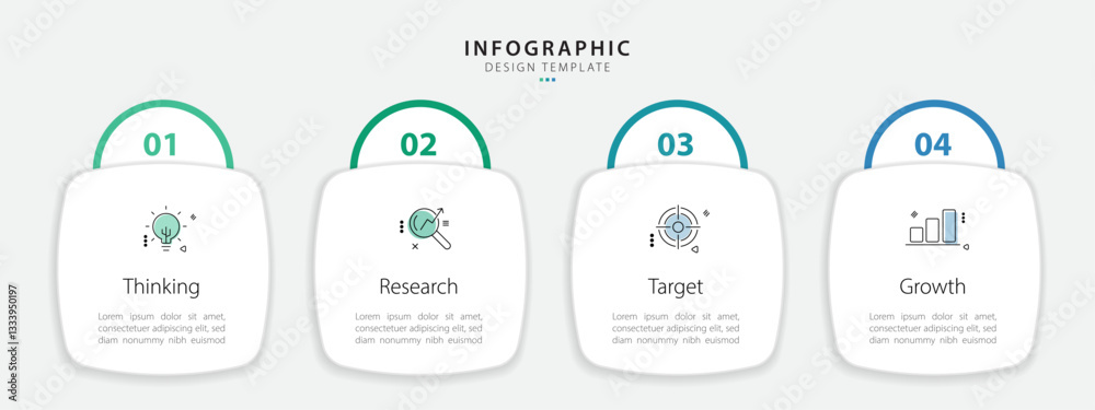 Aufkleber timeline infographic template. 4 step timeline journey, calendar flat simple infographics design tem