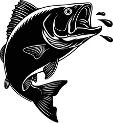 Bold Jumping Fish Silhouette Vector Illustration 