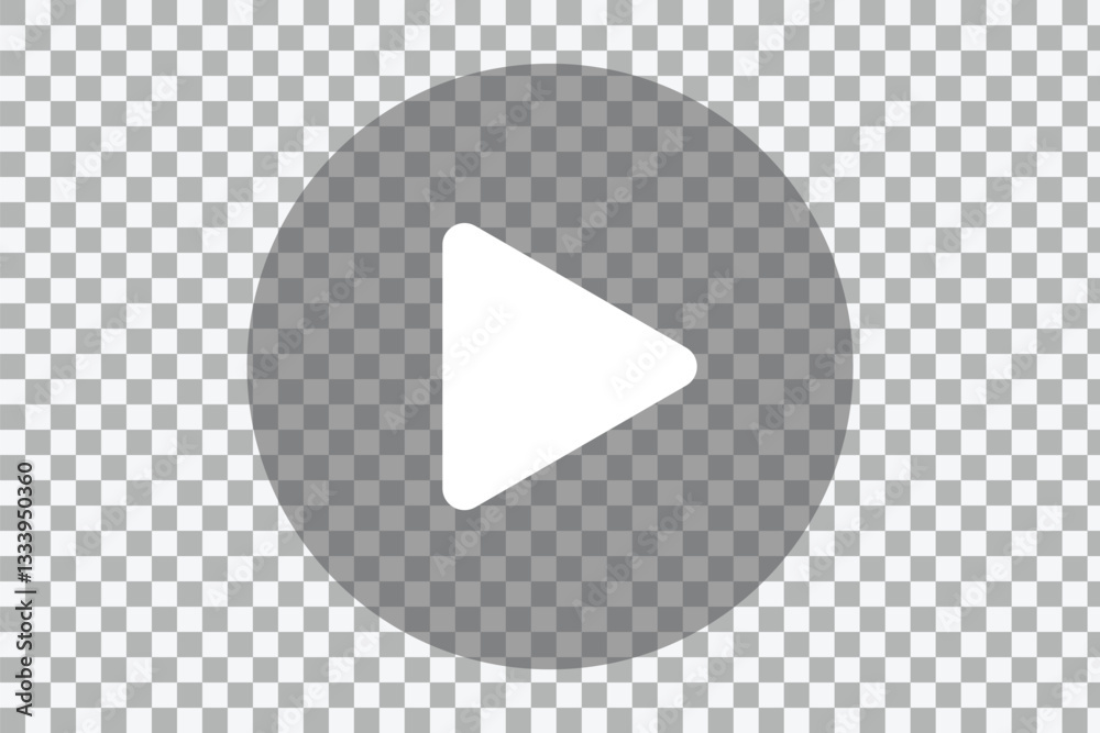 Fototapete semi-transparent black play button on transparent background. play button icon. video and audio play