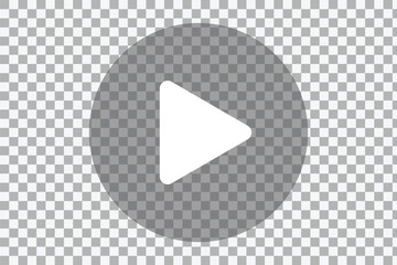 Semi-transparent black play button on transparent background. Play button icon. Video and audio player symbol. Start symbol, web media interface play sign. Vector illustration.