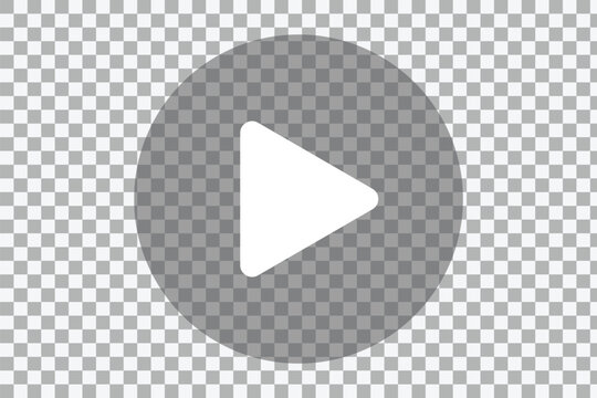 Semi-transparent black play button on transparent background. Play button icon. Video and audio player symbol. Start symbol, web media interface play sign. Vector illustration.