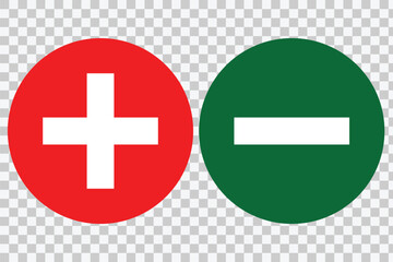 Obraz premium Plus and minus button set. Green and red plus minus sign buttons isolated on a white background.