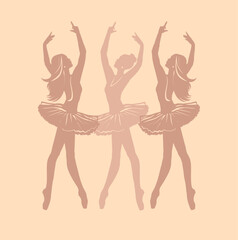 Ballerina silhouettes vector illustration. Beautiful female ballet dancers. Vector silhouette.