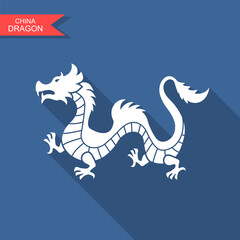 Traditional Chinese dragon. Cut out icon. Vector Illustration