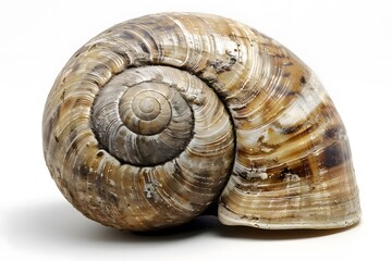 Detailed Spiral of a Snail Shell: Close-up View of a Gastropod's Exquisite Shell Structure with Intricate Patterns and Textures, Showcasing Natural Beauty and Geometric Precision.