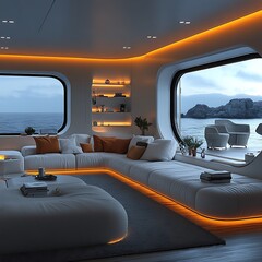Fototapeta premium Smart furniture for contemporary living room design high resolution hd background