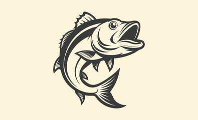 Large mouth bass fish vector, large mouth bass fish vintage vector graphic  