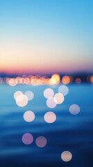 Colorful bokeh over calm water