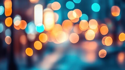 Fototapeta premium City lights glow softly at night