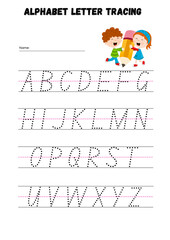 Help your child master the English Alphabet with this fun and engaging A to Z Tracing Worksheet! This printable worksheet is designed for preschoolers, kindergarten learners, and early education stude