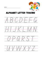 Help your child master the English Alphabet with this fun and engaging A to Z Tracing Worksheet! This printable worksheet is designed for preschoolers, kindergarten learners, and early education stude
