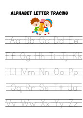 Help your child master the English Alphabet with this fun and engaging A to Z Tracing Worksheet! This printable worksheet is designed for preschoolers, kindergarten learners, and early education stude