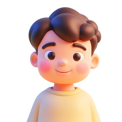 Naklejka premium An asian boy, 8 years old, brown hair, wearing a yellow sweater, white background
