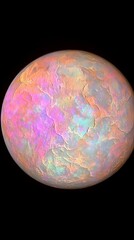 Colorful planet in space against black backdrop, exploring distant worlds, cosmic background