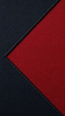 Fototapeta premium Blue fabric triangle touching red textured rectangle, seamless and flat-lay
