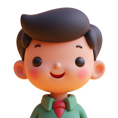 Fototapeta premium A cartoon of a latino boy, 8 years old, black hair, wearing a green shirt and a red tie, in a white background