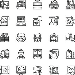 Industry black line icons set. Vector Illustration. Set of Industry icons in line style