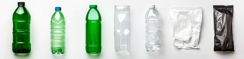 Plastic Recycling Stages on White Background
