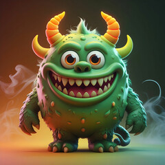 Fototapeta premium Cartoon monster face avatar Halloween monster