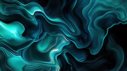 Obraz premium Abstract Background with Blue and Green Gradient, Gradient Texture, Dark Blue, Turquoise, Light Turquoise, Glow on Right Side, Isolated Dark Black Background, Digital Wallpaper, High Resolution, High 