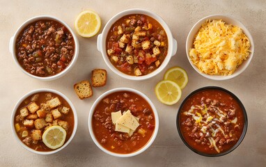 Delicious Ground Beef Soup Bowls with Croutons and Cheese