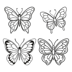 Hand drawn butterfly outline pack